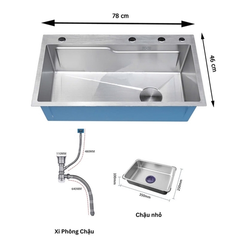 Chậu rửa bát 1 hố 78x46 MCM78461 vân tổ ong