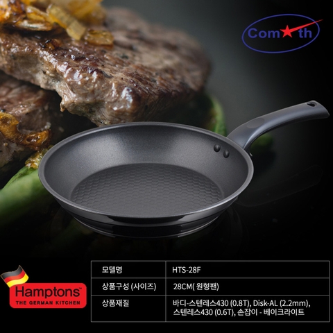 Chảo INOX 28cm 3 đáy phủ chống dính Hamptons SoGno HTS-28F