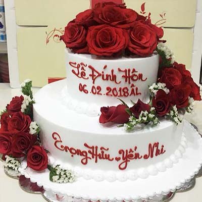Bánh kem cưới hỏi 2 tầng độc đáo và sang trọng