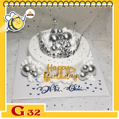 Bánh sinh nhật bé gái G32 vương miện quý tộc