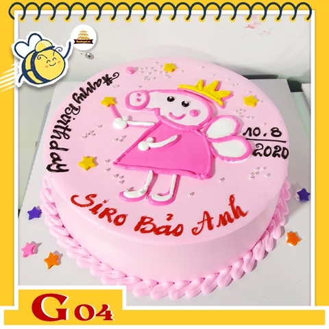 Bánh sinh nhật bé gái G04 hep peppa dễ thương màu hồng công chúa thích mê
