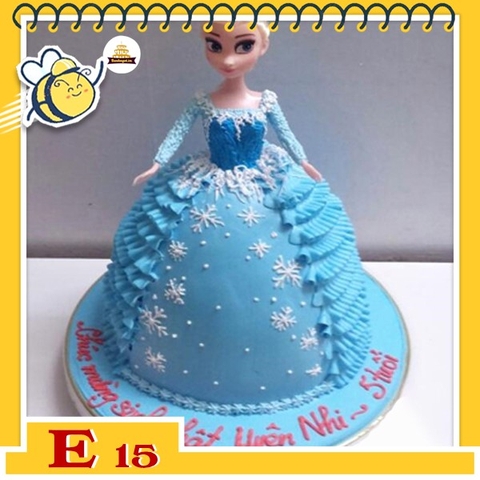 Bánh sinh nhật búp bê E15 elsa cả bánh là tà váy màu hoa tuyết lung linh siêu đẹp