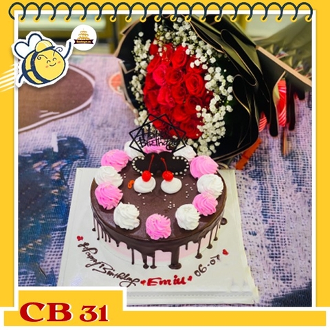 Combo hoa bánh CB31 phủ socola kem trắng hồng thú vị