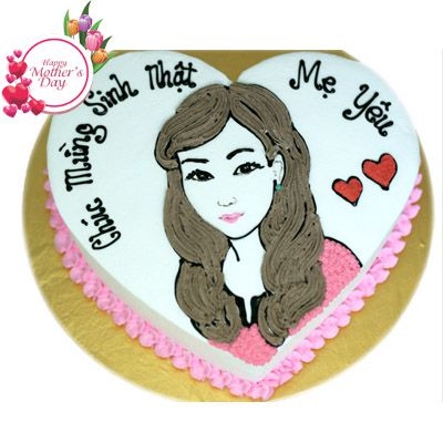 NCM32 - Bánh sinh nhật hình trái tim mừng sinh nhật mẹ yêu