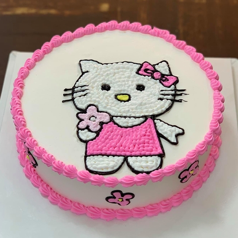 [BAK3966] Bánh kem sinh nhật vẽ hình mèo hello kitty hồng bé gái