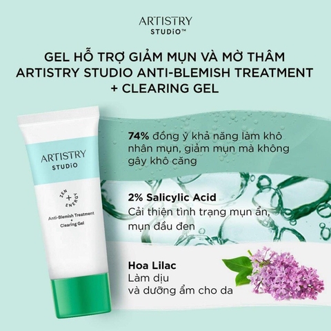 Gel trị mụn Artistry studio Anti-Blemish TReatment+Clearing Gel (30ml)