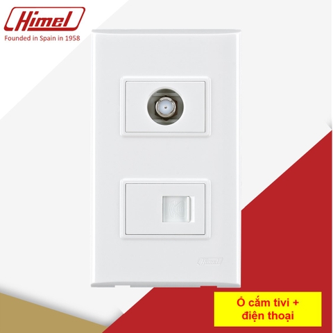 Ổ cắm TV+điện thoại HWDC5P2+HWDC5TEL4+HWDC5SAT Himel
