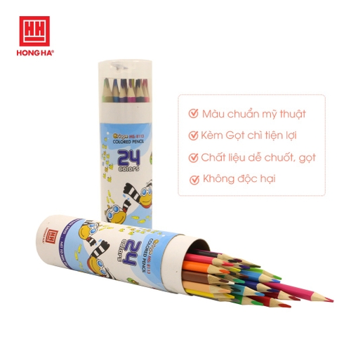 Bút chì màu Hồng Hà Oringa 24 màu kèm gọt - 8113