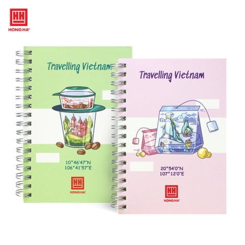 Sổ lò xo kẻ caro 200 trang A6 Hồng Hà Travelling Vietnam - 4185