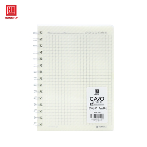 Sổ lò xo bìa nhựa trong kẻ caro 200 trang A5 Hồng Hà - 4191