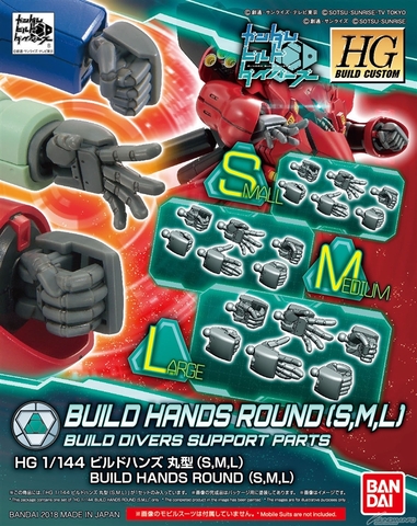 BỘ PHỤ KIỆN MÔ HÌNH GUNDAM BANDAI 1/144 HG BUILD HANDS ROUND ( S,M,L ) SERIE HGBC HGBD GUNDAM BUILD DIVERS