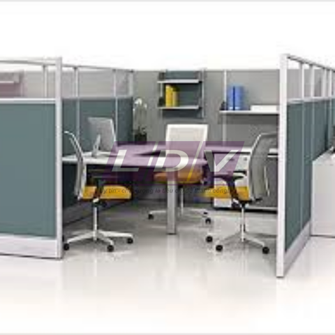 Vách ngăn văn phòng cao màu xám xanh