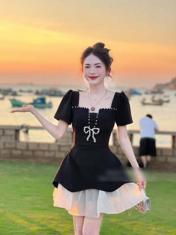 Đầm xoè nơ đá hot
