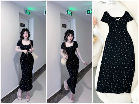 Đầm body thun hoa nhí