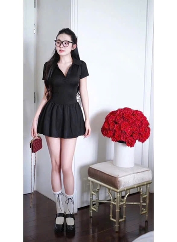 Đầm thun cổ polo - M