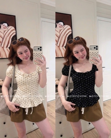 Áo thun cổ u viền bèo lai bèo