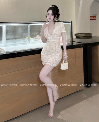 Đầm ôm body ren - Trắng