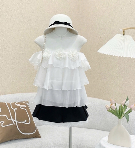 Set áo Babydoll voan tầng x chân váy