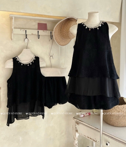Set bộ áo ren sát nách - 408