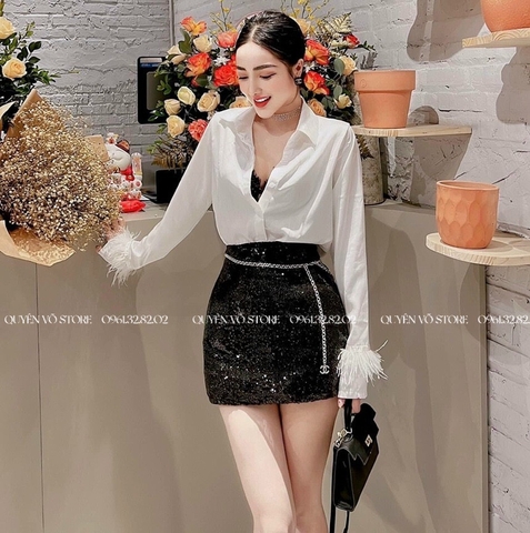 Set sơ mi chân váy kim sa