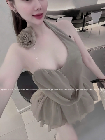 Set tơ hoa choàng cổ - Rêu