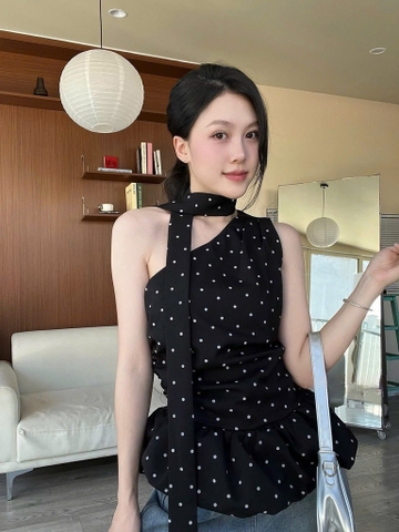 Áo kiểu chéo chấm bi - 783