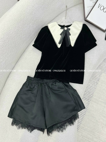 Set áo nơ nhỏ x quần chân ren