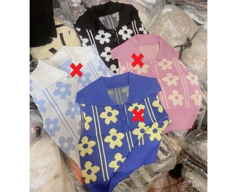 Áo len hoa cổ bẻ