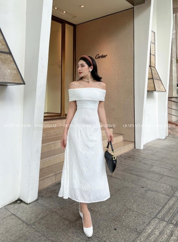 Đầm thun dáng dài bẹt vai
