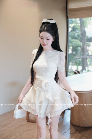 Đầm tua cổ tròn bling