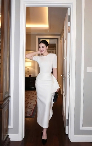 Set áo thun chân váy dài ôm body tag cài eo
