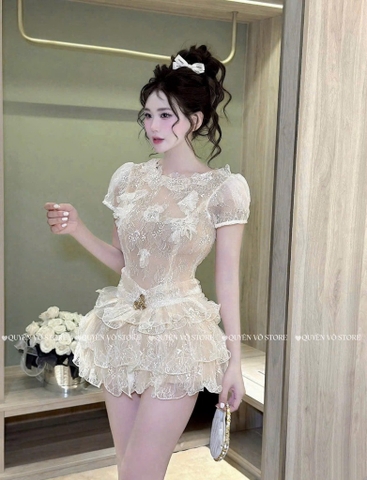 Đầm ren tiểu thư - Kem