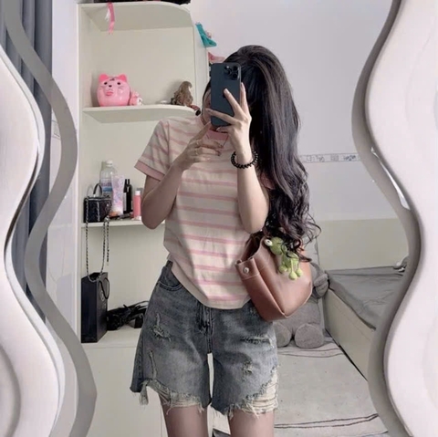 Áo thun sọc trơn - Form vừa