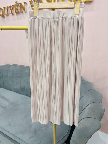 Chân váy midi dập li - lưng chun co giãn