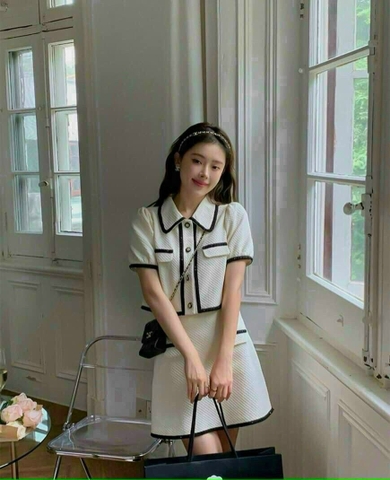 Set áo dạ xố cổ sen