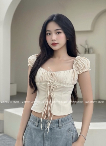 Áo ôm croptop xẻ - BE