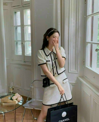 Set áo dạ xố cổ sen