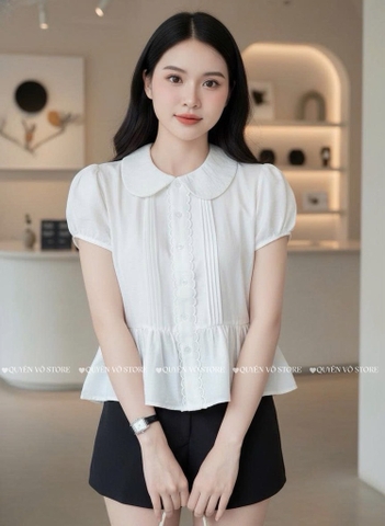 Áo sơ mi babydoll mềm - Trắng 1395