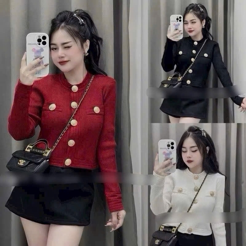 Áo len tay dài nút đồng - 3 màu