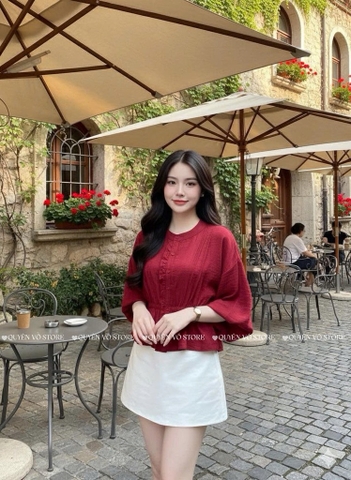 Áo sơ mi tay bồng - Đỏ