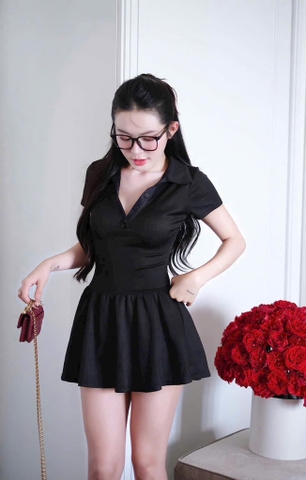 Đầm thun cổ polo - M