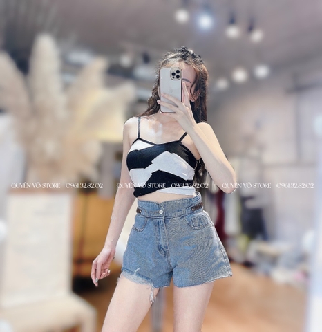 QJ 697 Quần jean short viền đai - M - L