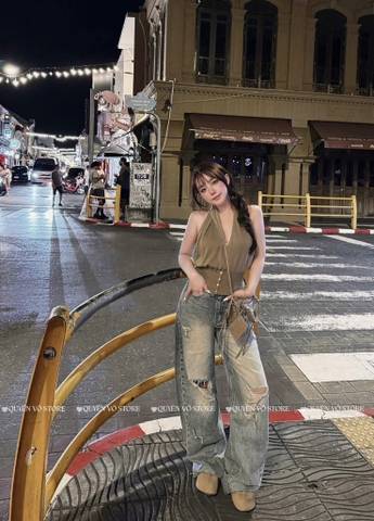 QJ 6536 Quần jean suông