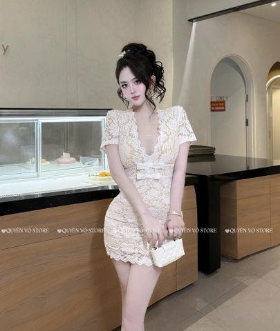 Đầm ôm body ren - Trắng