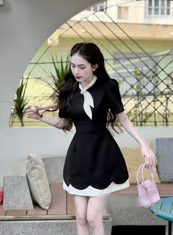 Đầm cách điệu nơ cổ