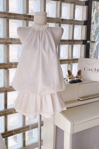 Set áo nude cổ yếm xòe phồng - Freesize