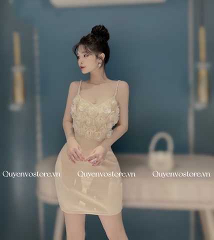 Đầm body hoa hồng 3D