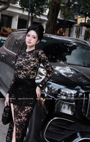 Đầm ren ôm body - Đen