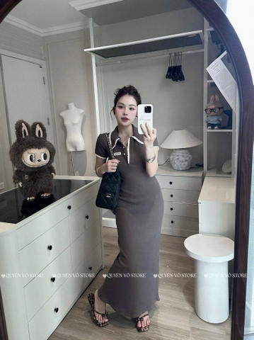 Đầm body viền cổ sen - 8563