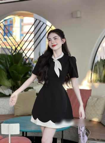 Đầm cách điệu nơ cổ
